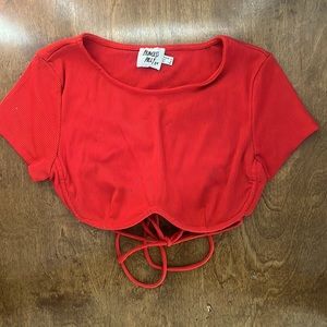 Red string up crop top